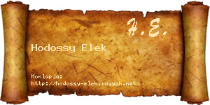 Hodossy Elek névjegykártya